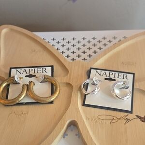 Napier Gold  Hoop Earrings Duo